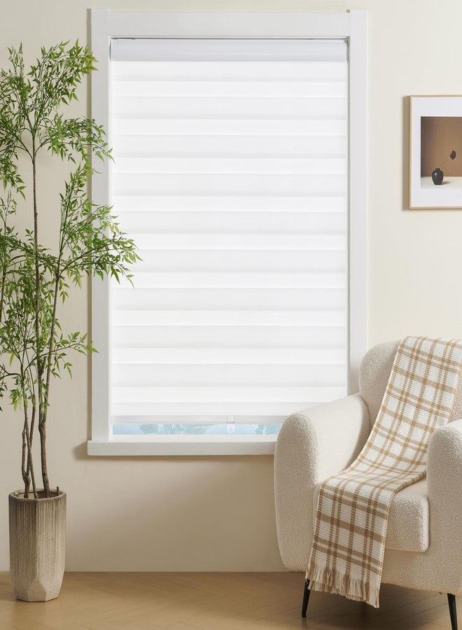 JIANGPIN TEXTILE ستائر زيبرا لاسلكية من جيانغبين تيكستايل، ستائر نوافذ زيبرا، ستائر رول شفافة، ستائر لتصفية الضوء والخصوصية للمنزل والمطبخ والحمام (عرض 24 بوصة × ارتفاع 72 بوصة، أبيض) - Image 2